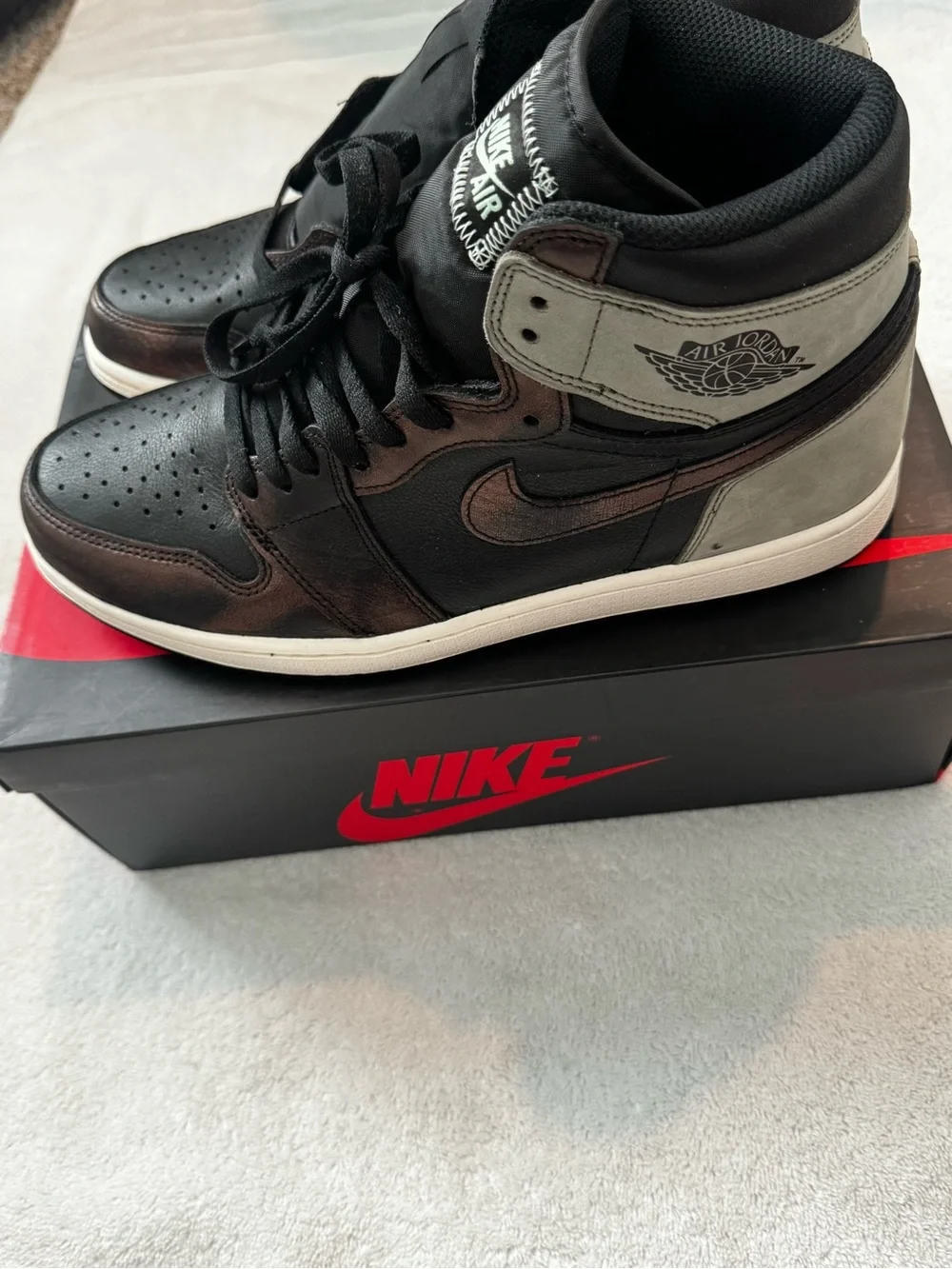 Jordan High-Top Sneakers in Black, Brown & Light Gray